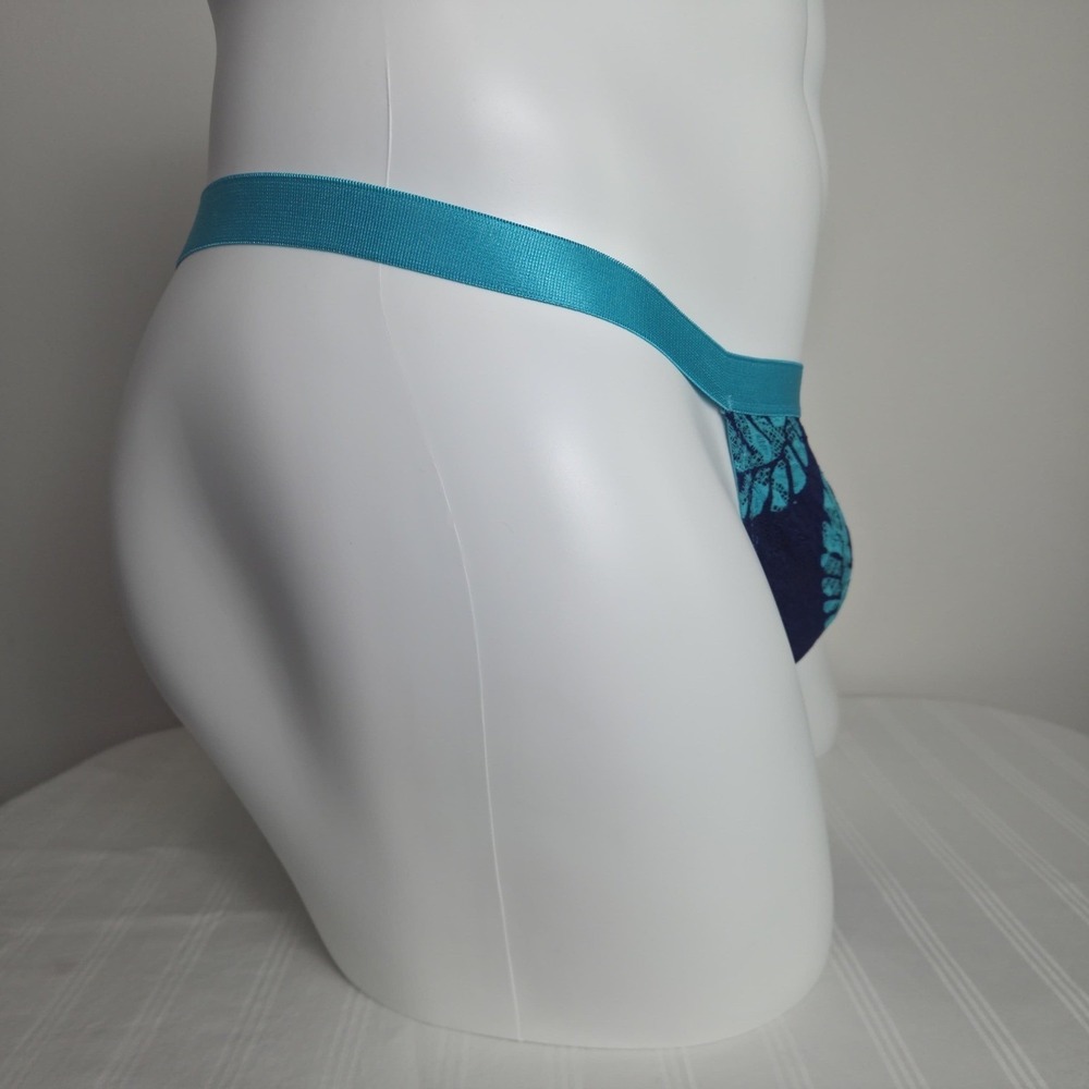 Cosabella Men's Sheer Lace G-String Thong Blue Floral Print Stretch Underwear - Picture 8 of 8